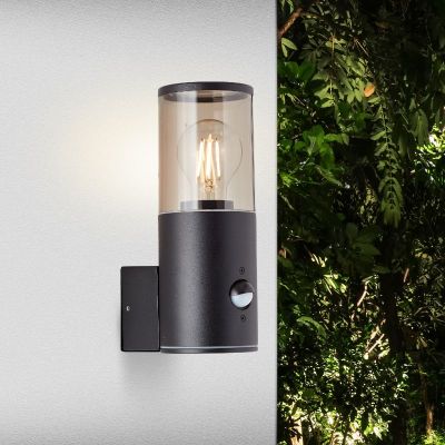 Candeeiro de parede exterior com sensor de movimento preto moderno, Sherwin, IP44