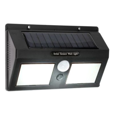 Candeeiro de parede exterior solar preto de plástico, Albert, 8W, LED 6000K, IP65