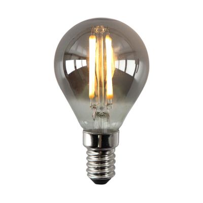 Lâmpada LED E14 Olucia dimerizável, P45, 3W, vidro fumê, 2200k