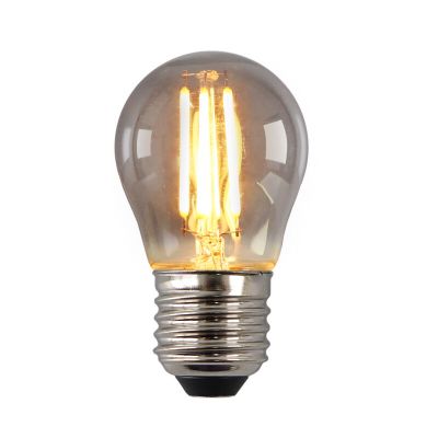 Lâmpada LED E27 Olucia dimerizável, P45, 3W, vidro fumê, 2200k