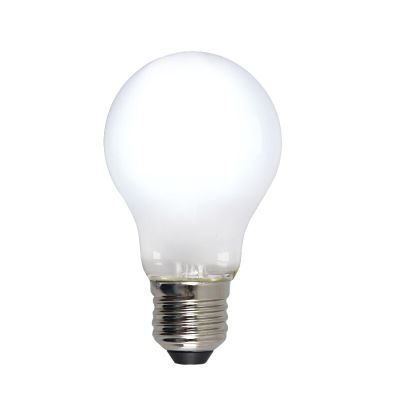 Lâmpada LED E27 Olucia dimerizável, A60, 5W, vidro branco, 6500k