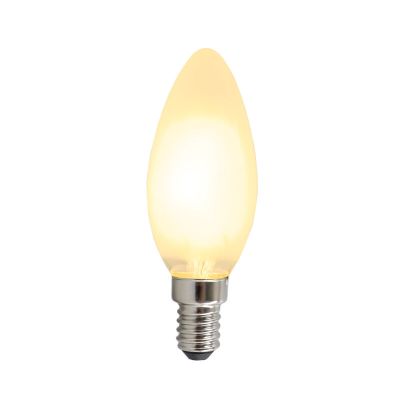 Vela LED E14 Olucia dimerizável, 3W, vidro branco, 2700k