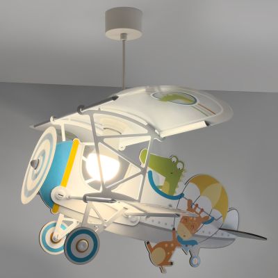 Candeeiro suspenso quarto infantil de plástico multicolorido, Crocodile plane