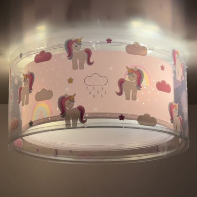 Plafon quarto infantil de plástico rosa, Unicorn
