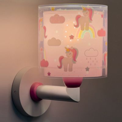 Candeeiro de parede quarto infantil de plástico rosa, Unicorn