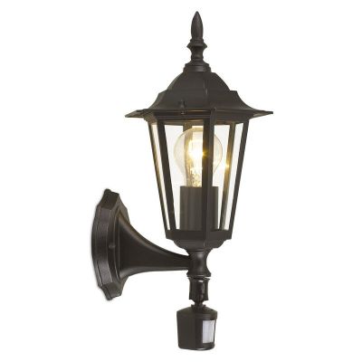 Candeeiro de parede exterior com sensor de movimento preto de alumínio, Alieke, IP44