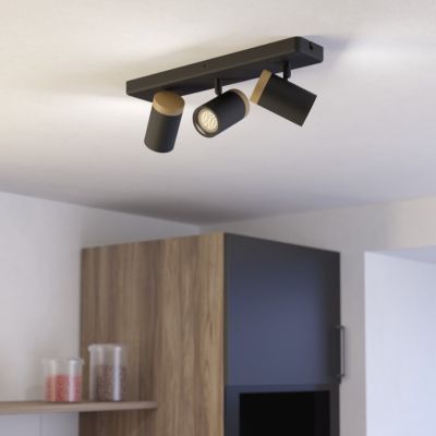 Foco de parede preto de aço, Conradus, IP44