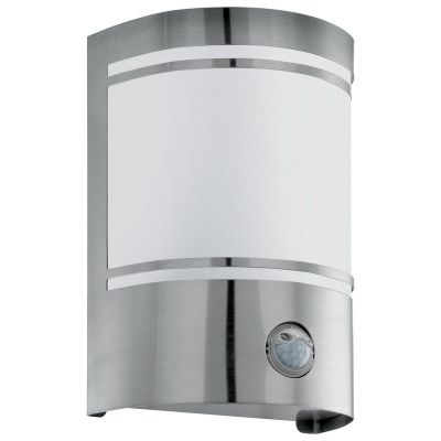 Candeeiro de parede exterior com sensor de movimento prateado de vidro, Aartje, IP44