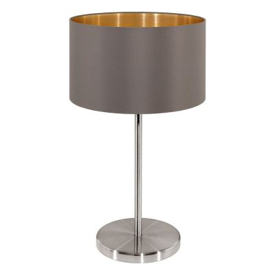 Candeeiro de mesa castanho de tecido, Terme, com interruptor
