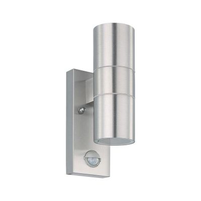 Candeeiro de parede exterior com sensor de movimento prateado de aço inoxidável, Marlies, IP44