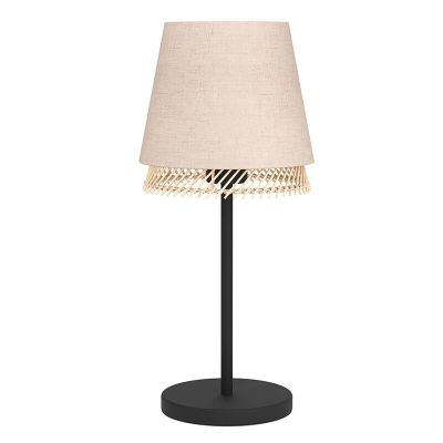 Candeeiro de mesa bege de tecido, Ruby, com interruptor