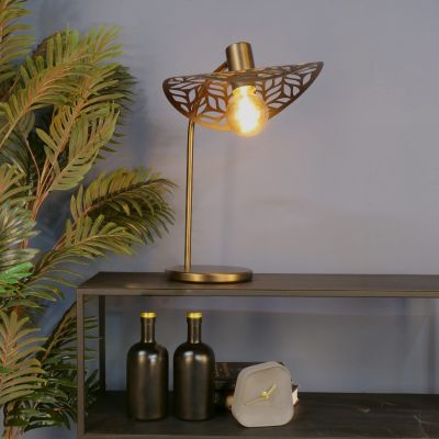Candeeiro de mesa bronze de aço, Suraj, com interruptor