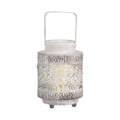 Candeeiro de mesa branco de aço, Abdelrahman, com interruptor