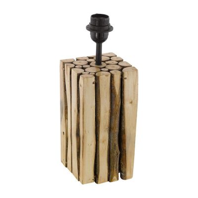 Candeeiro de mesa sem abajur castanho de madeira, Kick, com interruptor