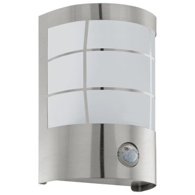 Candeeiro de parede exterior com sensor de movimento prateado de aço inoxidável, Aartje, IP44