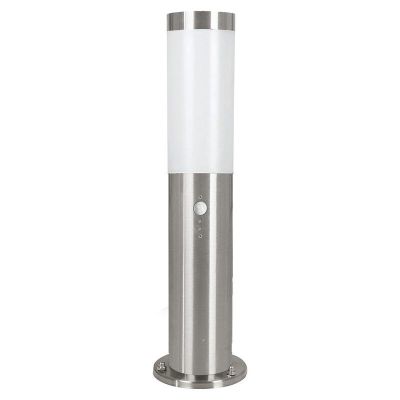 Candeeiro de pé exterior com sensor crepuscular prateado de plástico, Carlein, IP44