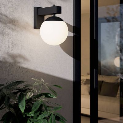 Candeeiro para exterior preto de vidro, Boris, IP44