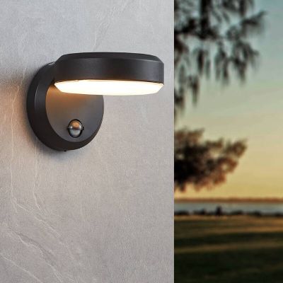 Candeeiro de parede exterior com sensor de movimento branco de plástico, Gabriella, 3,6W, LED 3000K, IP44