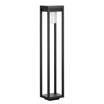 Candeeiro de pé exterior solar preto de alumínio, Kwame, 3,7W, LED 4000K, IP44