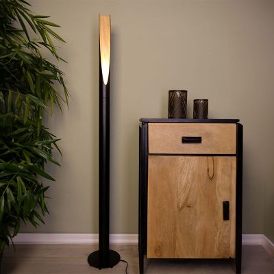 Candeeiro de pé castanho de alumínio, Aloysius, com interruptor