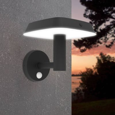 Candeeiro de parede exterior solar preto de plástico, Ingemar, 8,5W, LED 3000K, IP65