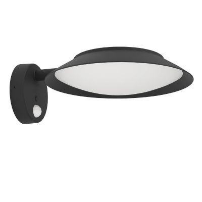 Candeeiro de parede exterior solar preto de plástico, Iacopo, 7W, LED 3000K, IP65