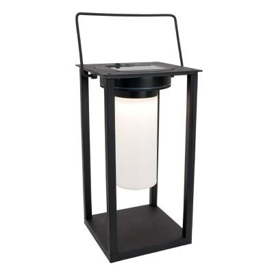Candeeiro de mesa exterior solar preto de plástico, Hillebrand, 3,3W, LED 4000K, IP54, com interruptor