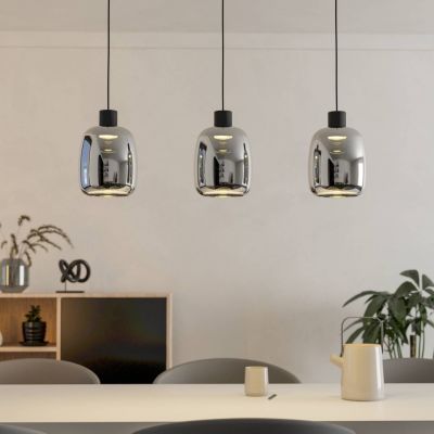 Candeeiro suspenso inteligente preto de vidro, Tamika, 3,7W, LED RGBW