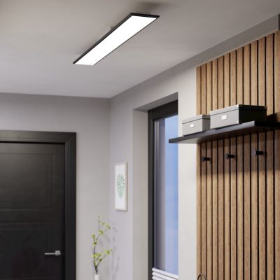 Candeeiro de teto inteligente preto de plástico, Muhsin, 28W, LED RGBW