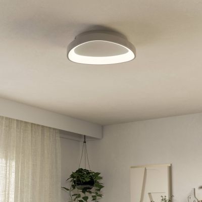 Candeeiro de teto branco de plástico, Shauni, 12W, LED ajustável de branco quente a branco frio, com comando à distância