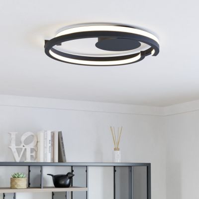 Plafon preto de plástico, Madhvi, 20W, LED ajustável de branco quente a branco frio, com comando à distância