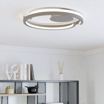 Plafon castanho de plástico, Madhvi, 20W, LED ajustável de branco quente a branco frio, com comando à distância