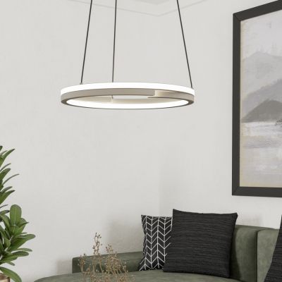 Candeeiro suspenso branco de plástico, Madhvi, 20W, LED ajustável de branco quente a branco frio, com comando à distância