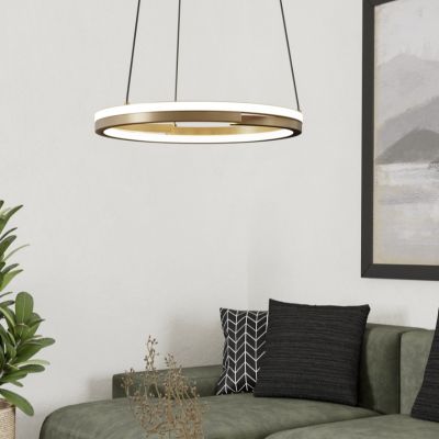 Candeeiro suspenso cobre de plástico, Madhvi, 20W, LED ajustável de branco quente a branco frio, com comando à distância