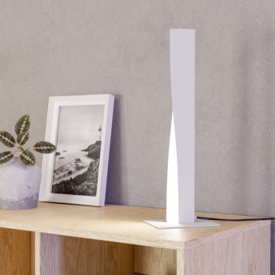 Candeeiro de mesa branco de plástico, Birkan, 9W, LED RGBW, com comando à distância