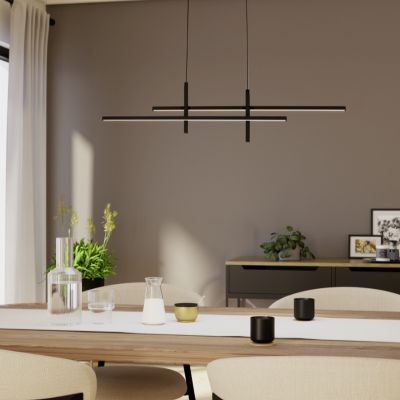 Candeeiro suspenso preto de plástico, Thera, 20W, LED 3000K