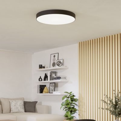 Candeeiro de teto inteligente preto de plástico, Germen, 36,5W, LED RGBW, com comando à distância