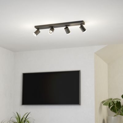 Candeeiro de teto inteligente preto de alumínio, Mayke, 3,7W, LED RGBW
