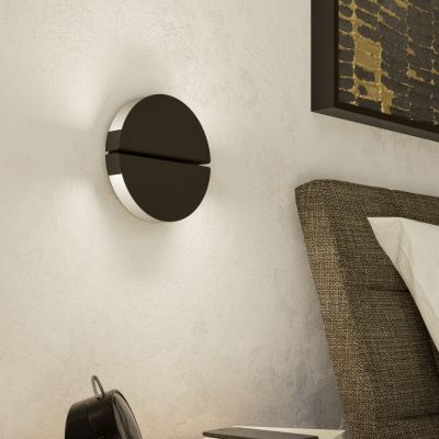 Aplique de parede preto de aço inoxidável, Patricius, 4,5W, LED white switch, IP44