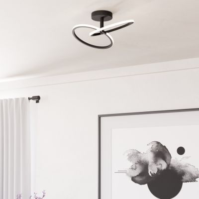 Candeeiro de teto preto de aço, Minh, 12W, LED white switch