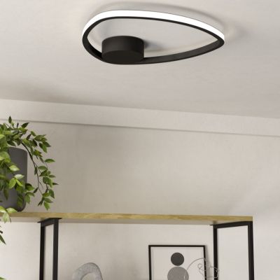 Candeeiro de teto preto de alumínio, Minouche, 9,7W, LED white switch, com comando à distância