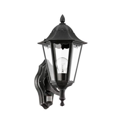 Candeeiro de parede exterior com sensor de movimento preto de alumínio, Leanna, IP44