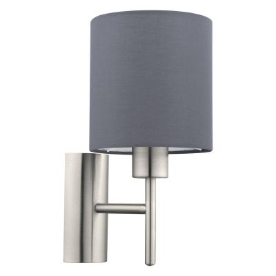 Aplique de parede cinzento de tecido, Abano, com interruptor