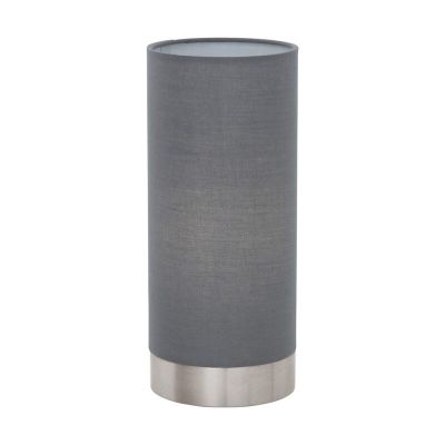 Candeeiro de mesa cinzento de tecido, Abano, com dimmer tátil
