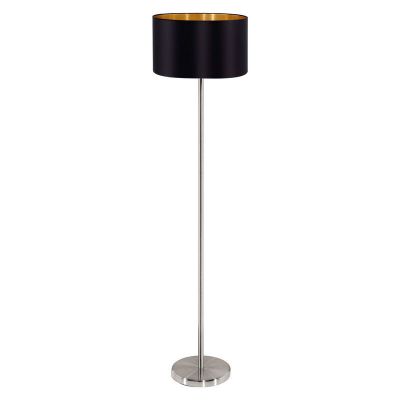 Candeeiro de pé dourado de tecido, Terme, com interruptor