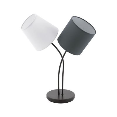 Candeeiro de mesa branco de tecido, Anina, com interruptor