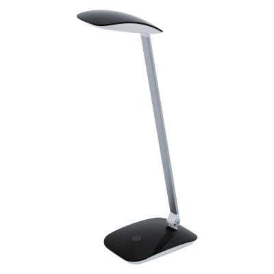 Candeeiro de secretaria preto de plástico, Arslan, 5W, LED 4000K, com dimmer tátil