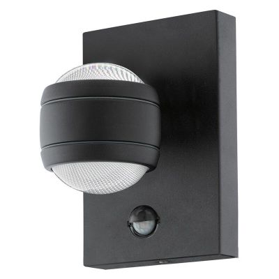 Candeeiro de parede exterior com sensor de movimento preto de plástico, Bastien, IP44