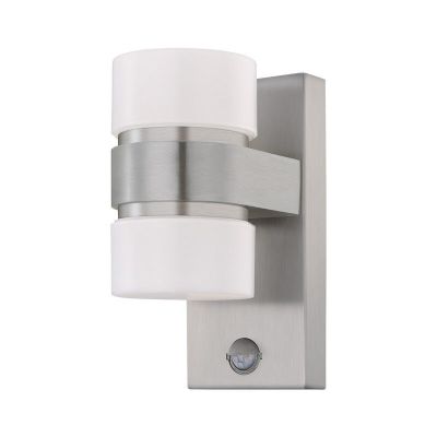 Candeeiro de parede exterior com sensor de movimento prateado de plástico, Birte, IP44