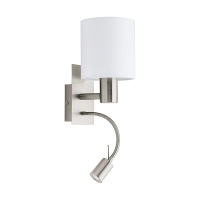 Aplique de parede branco de tecido, Abano, com interruptor